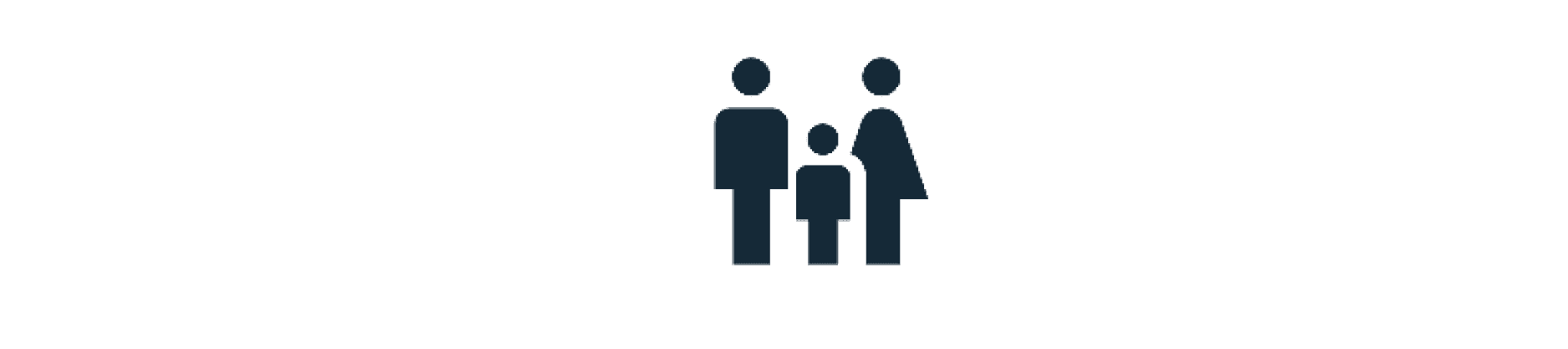 Silhouette of a family consisting of two adults and one child.