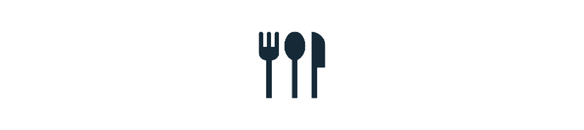 Icon of a fork, knife, and spoon arranged side by side.
